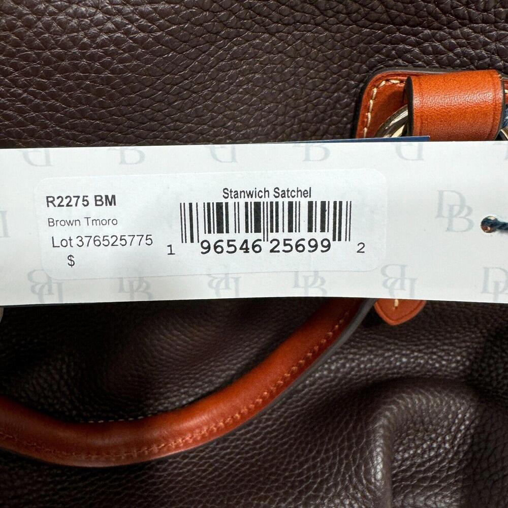 Dooney & Bourke Brown Pebble Grain Leather Stanwich Satchel New Handbag R2275BM - Picture 8 of 12